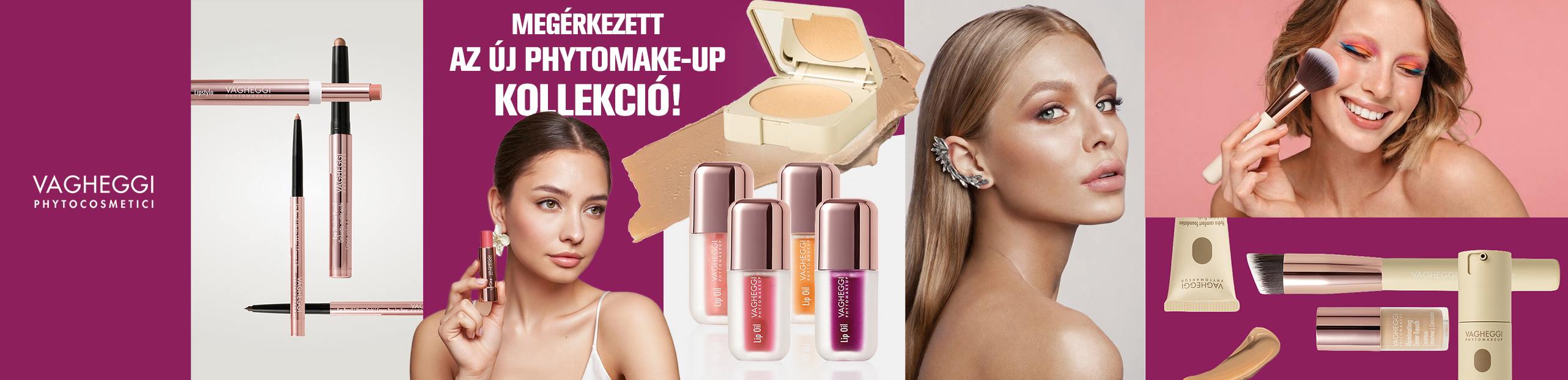 Sötét lila háttéren Pokorny Lia látható az új efficacy booster, intenzív arcápoló kit és aranyszínű csomagolásban található arcápoló Vagheggi 75.25 olajjal.